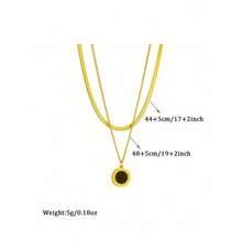 2pcs/Set Stainless Steel Minimalist Black Roman Coin Pendant Blade Chain Necklaces, Can Be Worn Separately Or Together - 可拆式項鍊 - 查看 6