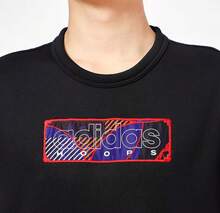 Adidas Men's Thickened Loose Fit Crew Neck Pullover Fleece Sweatshirt - Black - View 5