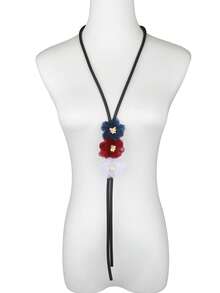 MARLIWOO 1 pieza Collar de estilo campestre hecho a mano decorado con flores en estilo bohemio para mujeres - Negro - Ver 10
