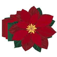 20/40/60 Stücke Weihnachts-Poinsettia-Servietten, Weihnachtsparty-Servietten, Einweg-Weihnachts-Cocktail-/Getränkeservietten mit roter Poinsettia-Blume, für Weihnachtstisch-Dekoration, Winterfest-Party-Zubehör, Weihnachtsdekorationen - Verschiedenfarbig - Übersicht 2