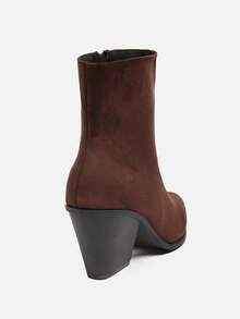 Nuevas botas de tobillo de tacón alto y grueso con punta puntiaguda para mujer, elegantes - Marrón - Ver 9