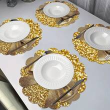 Table Decoration Mat C4 Piece Gold Sequin Bowknot Table Decoration Mat, Wave Shape Home Decoration Table Mat, Non-Slip Washable, Suitable For Daily, Festival, Kitchen, Wedding Banquet, Party Table Decoration - Nhiều màu - Xem 8