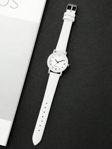 2pcs/Set Women's Gift Watch Set, Fashion Numeric Dial Classic Quartz Wristwatch With Leather Strap (Watch Box Not Included)