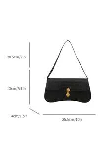 Retro Colorblock Leopard Print Elegant Shoulder/Underarm Bag, Women's Leopard Print Handbag, Leopard Print Makes A Comeback - Black - View 5