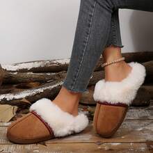 Women's Non-Slip Mute Floor Slippers - Solid Color With Plush Lining - 6652 Lạc đà - Xem 6