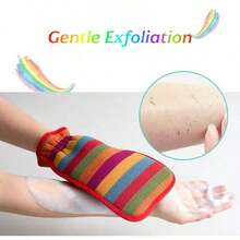 Găng tay tẩy tế bào chết toàn thân sọc nhiều màu sắc - Chất liệu bền chắc với cổ tay co giãn | Phụ kiện phòng tắm (phòng vệ sinh) để làm sạch sâu, thay thế cho bông tắm và mút tắm, quà tặng thư giãn lý tưởng cho phụ nữ và bé gái dịp Giáng sinh, quà tặng trang trí phòng tắm và thói quen chăm sóc bản thân. - Nhiều màu - Xem 9