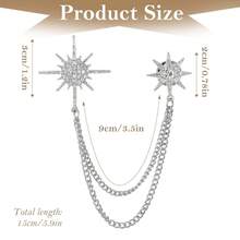 Silver Rhinestone Star Brooch For Women, Crystal Snowflake Brooch Lapel Pins Fashion Broach Pin Dress Suit Accessories With Tassel Chain Clothing Clip Broach For Women Men{Inchcolor_nameinch:InchSilverinch} - Silver - 查看 7