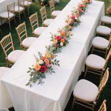 1件象牙白桌布，优雅垂坠，适用于用餐、浪漫婚礼、餐厅、海滨婚礼装饰、家庭聚会、派对和户外活动，耐用涤纶材质，多种尺寸可选，专为团体聚会设计。 - 白色 - 查看 5