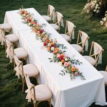 1pc Wedding Long Tablecloth, Family Gathering Tablecloth For Party And Outdoor Events, Square Tablecloth To Protect Tabletop, High-End Living Standard, Suitable For Indoor And Outdoor Use - White - View 4
