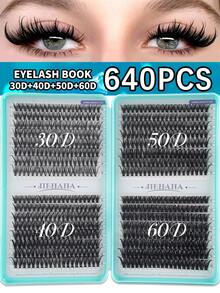 XISHIYO 640 Stücke Wimpernbüschel, gekräuselte Wimpernbüschel, unabhängige Wimpernbündel, 3D-Effekt, handgefertigte Kunstwimpern, weiche anpassbare Wimpernverlängerung, ultraleichte Kunstwimpern, gemischte Länge, synthetisches Nerzhaar, Einzelbündeldesign, geeignet für den täglichen Gebrauch, Partys und verschiedene Anlässe - Verschiedenfarbig - Übersicht 7