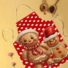 1pc Adult Gingerbread Tree Red Linen Apron - Holiday Christmas Apron, With Gingerbread Cookie Design, Durable Fabric, Holiday Cooking, Women's Apron, Funny Apron, Women's Novelty Apron, Men's Apron, Christmas Apron Women, Novelty Apron, Women's Apron, Women's Christmas Apron, Teacher Apron Linen Apron - Multicolor - View 10