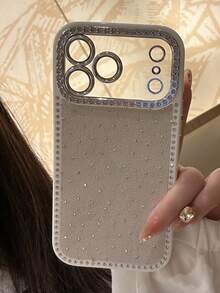 1pc Luxury Bling Glitter Diamond White Velvet Shiny Phone Case Compatible With IPhone 17 Pro Max 17 Pro Air 16 15 14 13 Pro Max Soft TPU Back Cover - White - View 4