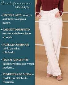 Women's Wide Leg Jeans, Marbled Pattern, Thick Premium Fabric, 100% Denim - Trắng Tắt - Xem 8