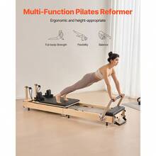 Foldable Pilates Reformer, Wooden Pilates Workout Machine For Home Gym Studio Use, Pilates Bed With Dual Resistance- Spring & Cord, Reformer Set With Sitting Box, Up To 400 LBS - Maple Foldable - View 6
