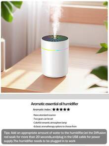 [Home Decor]1pc 180ml Small Cold Mist Humidifier, Romantic Colorful Atmosphere Night Light, Mini Car Aromatherapy Humidifier. Quiet Operation, Timer Auto Shut-Off Function, 2 Working Modes. Compatible With Essential Oils (6 Scents Available). This Set Includes 1 Humidifier And 1 Bottle Of Essential Oil. Perfect For Car, Office, Bedroom, Living Room, Air-Conditioned Room, Study And Computer Room, This USB Powered Air Freshener (Requires Plug-In Use) Provides Air Humidification And Moisturizing, Creating A Comfortable Environment For You. - Black and White - View 22