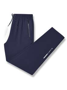 3pcs Plus Size Men's Loose Fit Casual Sweatpants, Comfortable Sports Trousers For Spring & Autumn - Navy Blue - View 6