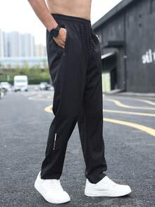 Plus Size Men's Loose Casual Sports Pants, Comfortable Athletic Trousers For Spring And Autumn - Black - View 3
