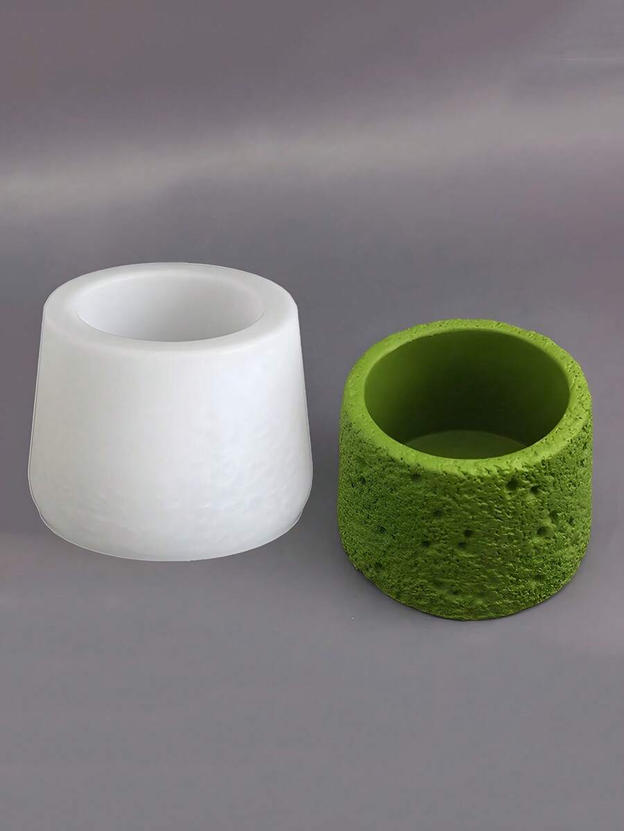 DIY岩石图案造型储物罐硅胶模具,花瓶,水水泥石树脂浇铸模具,烛台,多肉植物花盆,混凝土粘土模具,家居装饰 - 白色 - 查看 1