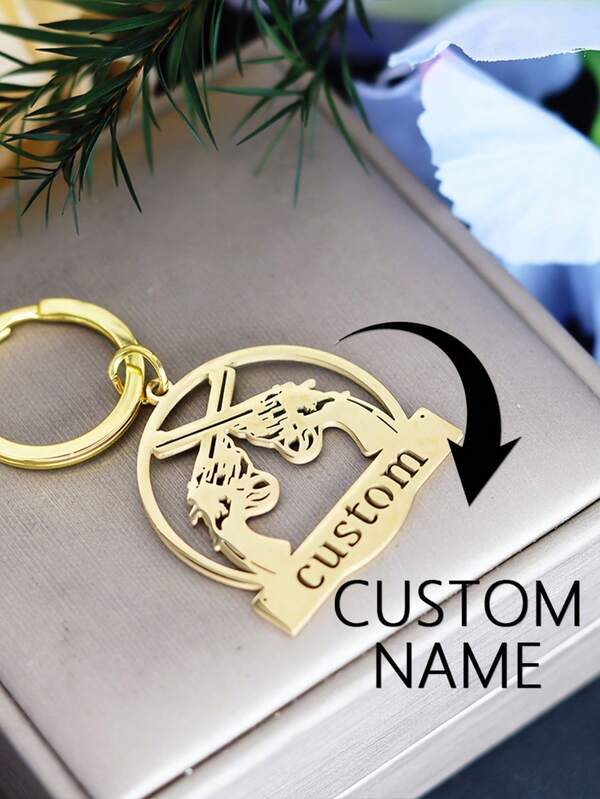 Personalized Keychain, Customized Engraved Letter Couples Keyring, Stainless Steel Name Tag Keychain For Men And Women
