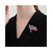 1-4Pcs  Day Badge Pins Brooch For Men Women 4th Of July White Blue Red USA American Flag Lapel Pins American Star Pins Patriotic Brooch Jewelry{Inchcolor_nameinch:InchAmericanFlag-Silverinch} - 美國國旗-銀色 - 查看 4