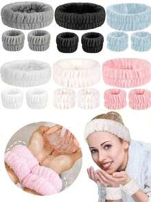 1Pcs Adjustable Women's Spa Facial Headband, Shower & Makeup Hair Tie Suitable For Washing Face, Soft Towel & Hair Styling Accessory Accessories - Hồng - Xem 2