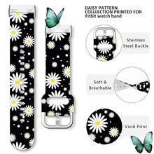 Compatible With Watch Band Fitbit Versa 3, Versa 4, Sense, Sense 2, Holiday Pattern Silicone Replacement Strap{Inchcolor_nameinch:InchBlackDaisyinch,Inchsize_nameinch:InchForVersa4/Versa3/Sense2/Senseinch} - BlackDaisy - View 5