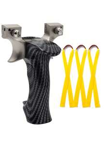 1pc Outdoor Hunting Gear Aluminum Alloy Slingshot, Comes With Replacement Rubber Bands, Thick Flat Rubber Bands For Outdoor Competitions, Suitable For Parties, Entertainment, Shooting Practice Or Hunting, Comfortable Grip Design With Protective Handguard, Easy To Operate
