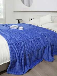 200*220cm Frazada De Franela a Cuadros De Estilo Tradicional Acogedor, Suave Terciopelo De Panda (Fibra De Poliéster), Cálida, Suave y Acogedora Para Siestas, Oficina, Camping Al Aire  Uso En El Sofá - Beis - Ver 3