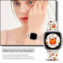 Compatible With Watch Band Fitbit Versa 3, Versa 4, Sense, Sense 2, Holiday Pattern Silicone Replacement Strap{Inchcolor_nameinch:InchAutumnColorWhiteinch,Inchsize_nameinch:InchForVersa4/Versa3/Sense2/Senseinch} - AutumnColorWhite - View 6