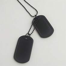 1 PC Military Style Black Dog Tag Chain Necklace, Stylish Iron Pendant For Men, Durable And Personalized Dog Tag Necklace, Can Be Engraved With Name, Date Of Birth, Blood Type And Phone Number - Bạc - Xem 4