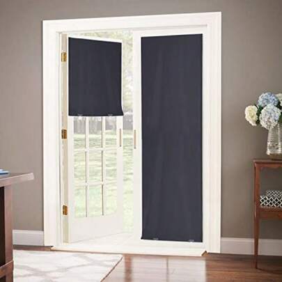 100% Blackout Door Curtain No Tools No Drill Cordless Blinds For Windows Thermal Insulated UV Protection Privacy Window Curtains For French Door Front Door 26''W X 68''H Black 1 Panel