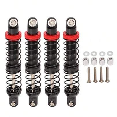4Pcs RC Shock Absorber Sturdy Aluminium Alloy Oil Adjustable RC Damper Set With Dual Spring Design Durable RC Damper Reduces Vibration For 1 10 RC Crawler Car 3.1in