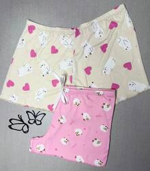 KIT 2 SHORTS Polar Pink Ribbed Sheep Print - 卡其色 - 查看 2