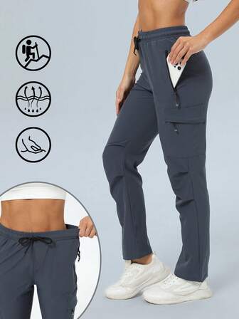 Women Hiking Lightweight Thin Pants Quick Dry Travel Golf Cargo Pants Zipper Pockets