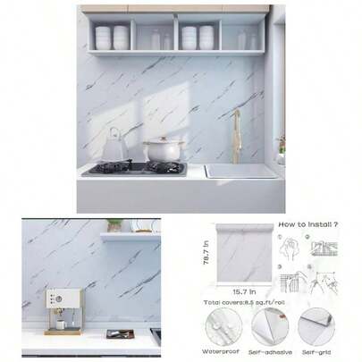 Glossy Marble Contact Paper White Peel And Stick Wallpaper Marble Wallpaper Self - Adhesive Removable 15. 78. Wall Paper Cabinets Bathroom Waterproof Wallpapers Modern Decorative