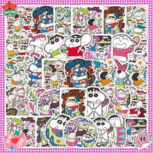 一套50张可爱蜡笔小新贴纸，趣味表情，DIY卡通手机壳，笔记本装饰计划本贴纸，适用于装饰手机、笔记本电脑、行李箱、水杯、滑板、笔记本和吉他。