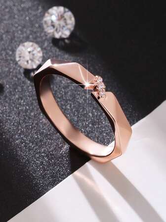 1個 ファッショナブルなミニマリストコンパクトキュービックジルコニアリング - クラシックなスタイリッシュなデザイン、ボーイフレンド、ガールフレンド、バレンタインデー、記念日パーティーの理想的なギフト、エレガントな埋め込み プロポーズジュエリー