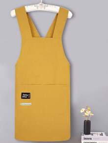 1pc Letter Graphic Kitchen Apron, Waterproof Anti-Splash Pocket Design, Portable For Picnic And Camping, Crossback Side Tie Sleeveless Apron - Multicolor - View 7