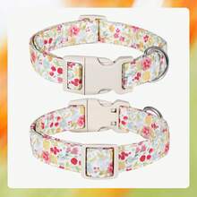 1 pieza Collar para mascotas con diseño floral clásico y patrón de flor rosa de dibujos animados, collar suave y ajustable con hebilla de de plástico rosa, adecuado para perros pequeños/medianos/grandes, unisex, de alta calidad para uso en interiores/exteriores - Champán - Ver 2