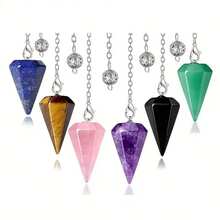 1pc/3pcs/5pcs Natural Crystal Dowsing Set, Includes Natural Amethyst, Rose Quartz, Clear Quartz, Tiger Eye, Obsidian, Healing Crystals, Quartz, Spiritual Gemstone For Divination