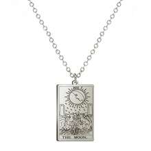 TEAMER Stainless Steel Tarot Cards Necklace Vintage Tarot Jewelry Good Luck Amulet Pendants For Women{Inchcolor_nameinch:InchSilver-THEMOONinch} - 銀色-THEMOON - 查看 1