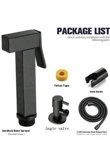 Pistola rociadora para grifo de inodoro con válvula angular - Negro - Ver 1