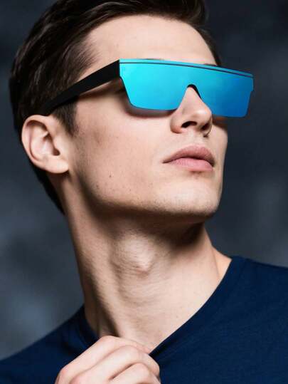 1PC Men's One-Piece Casual Frameless Rectangular Mirror Fashion Glasses, And Fashionable, Suitable For Holiday Outings, Music Festivals, And Clothing Coordination