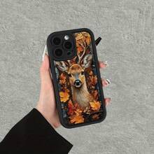 [Teléfono] Funda con diseño de hoja de arce y alce, estilo "Eye Staircase", divertida, sencilla y elegante para hombres y mujeres. Compatible con fundas. - Colores mixtos 1 - Ver 5