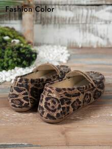 Sepatu Loafer Wanita Berongga dengan Dekorasi, Ujung Bulat, Anti Selip, Kasual, Motif Leopard, Ringan & Nyaman - MultiWarna - View 6