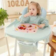 Babador de desmame, cobre totalmente a cadeira alta para criança, babador de manga comprida, confortável, lavável à máquina, babador infantil, verde e rosa, adequado para Halloween, véspera de Natal, Natal - Multicolorido - Ver 12