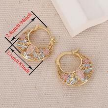 Elegant Bohemian Vintage Hollow Carving Earrings For - -Toned Floral & Leaf Hollow-Out Hoops With Pink/White/Green -Like Marquise-Like Stones, Wedding, Holiday, Everyday Jewelry Gift (Non-Precious Metal Electropl, For Teenager - 金色 - 查看 6