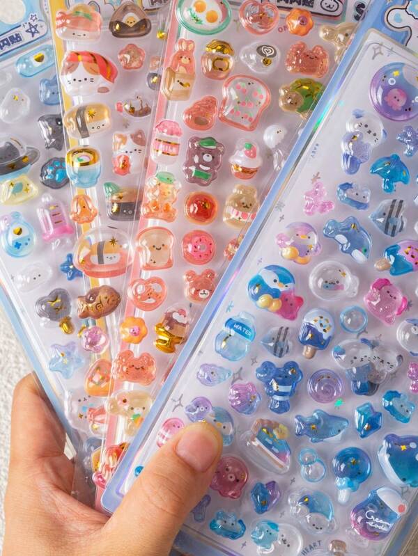 1 Piece Cartoon 3D Rhinestone Sticker, Cartoon Animal Self-Adhesive Sticker For Scrapbooking, Stationery Decoration, DIY Projects, Office Supplies, School Supplies And Crafts