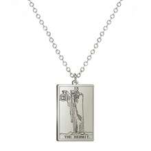 TEAMER Stainless Steel Tarot Cards Necklace Vintage Tarot Jewelry Good Luck Amulet Pendants For Women{Inchcolor_nameinch:InchSilver-THEHERMITinch} - 銀-THEHERMIT - 查看 1