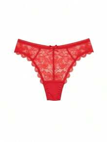 ​Conjunto de Bragas de Encaje Floral Ultra Suave y Transparente (4 Piezas) - Estilo Brasileño de Corte Alto, Sin Costuras y con Lazo Delantero - Lencería Sexy Cómoda y Transpirable en Tonos Neutros y Oscuros para Uso Diario o Noches Especiales - Multicolo L - Ver 8